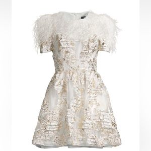 Chadwick feather & jacquard minidress
